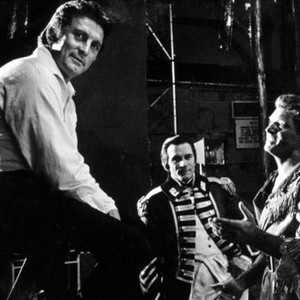 DEVIL'S DISCIPLE, Kirk Douglas, Laurence Olivier, Burt Lancaster on set, 1959