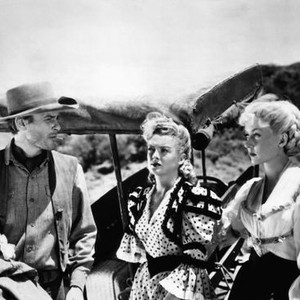 ROUGHSHOD, from left, John Ireland, Myrna Dell, Gloria Grahame, 1949