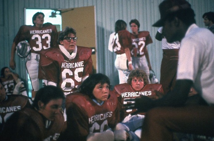 The Herricanes getting some locker room coaching in "The Herricanes." (Wayfarer Studios/Inwood Road Films)