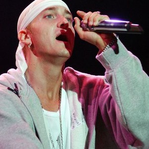 Eminem August 2001 performing on stage at the Gig on the Green Festival at Glasgow Green. Mirrorpix/Courtesy Everett Collection (MPGD1178361)