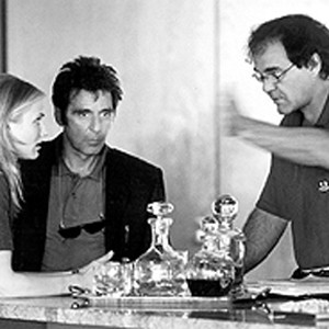 Cameron Diaz, Al Pacino and director Oliver Stone on the set of Warner Brothers' Any Given Sunday