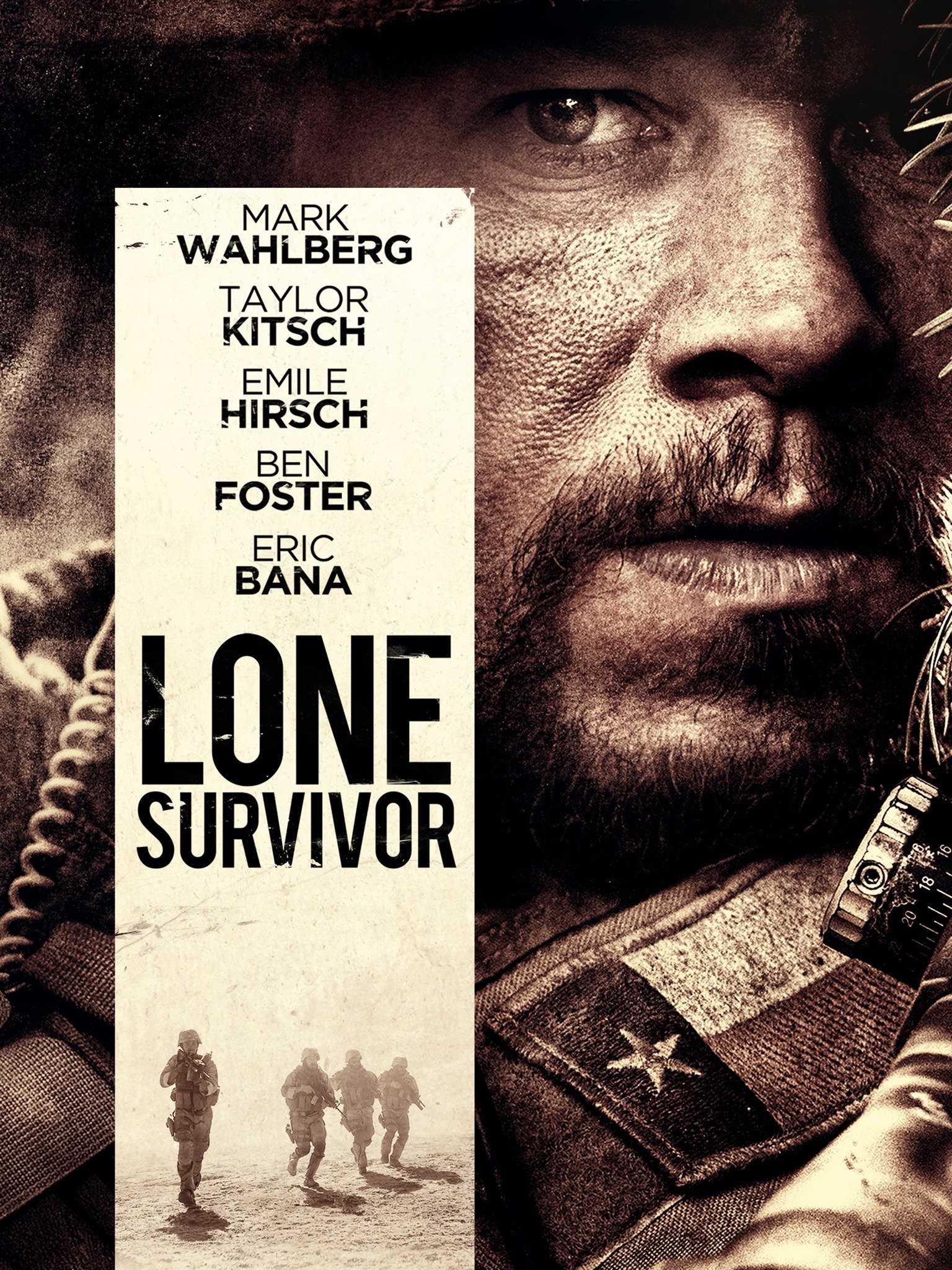 Lone Survivor; Starring: Mark Wahlberg, Emile Hirsch, Eric Bana