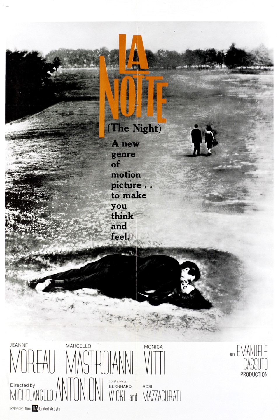 Jeanne Moreau, Marcello Mastroianni / La Notte 1961 directed by