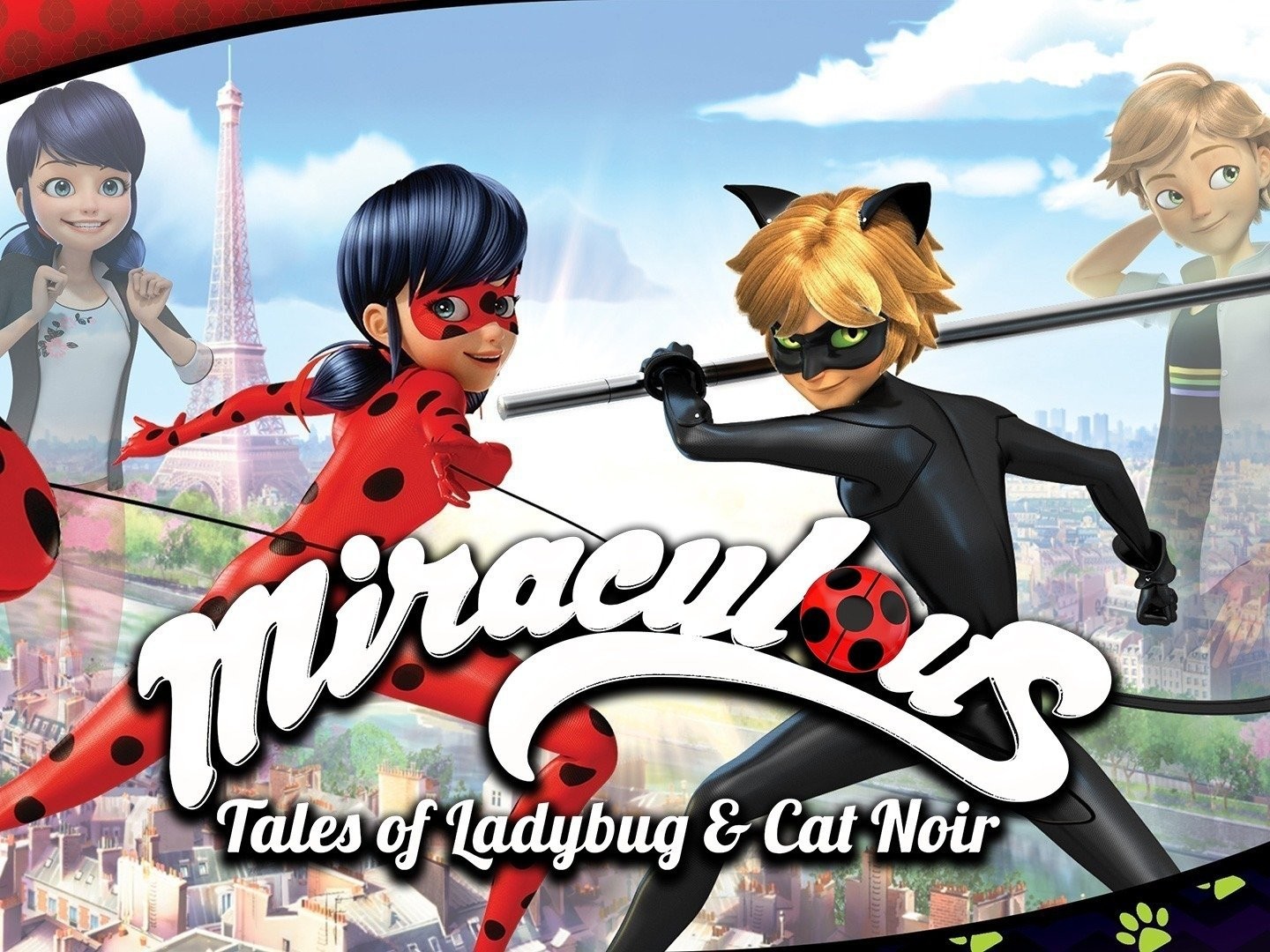 Laminated Miraculous Ladybug and Cat Noir Miraculouses Cartoon TV