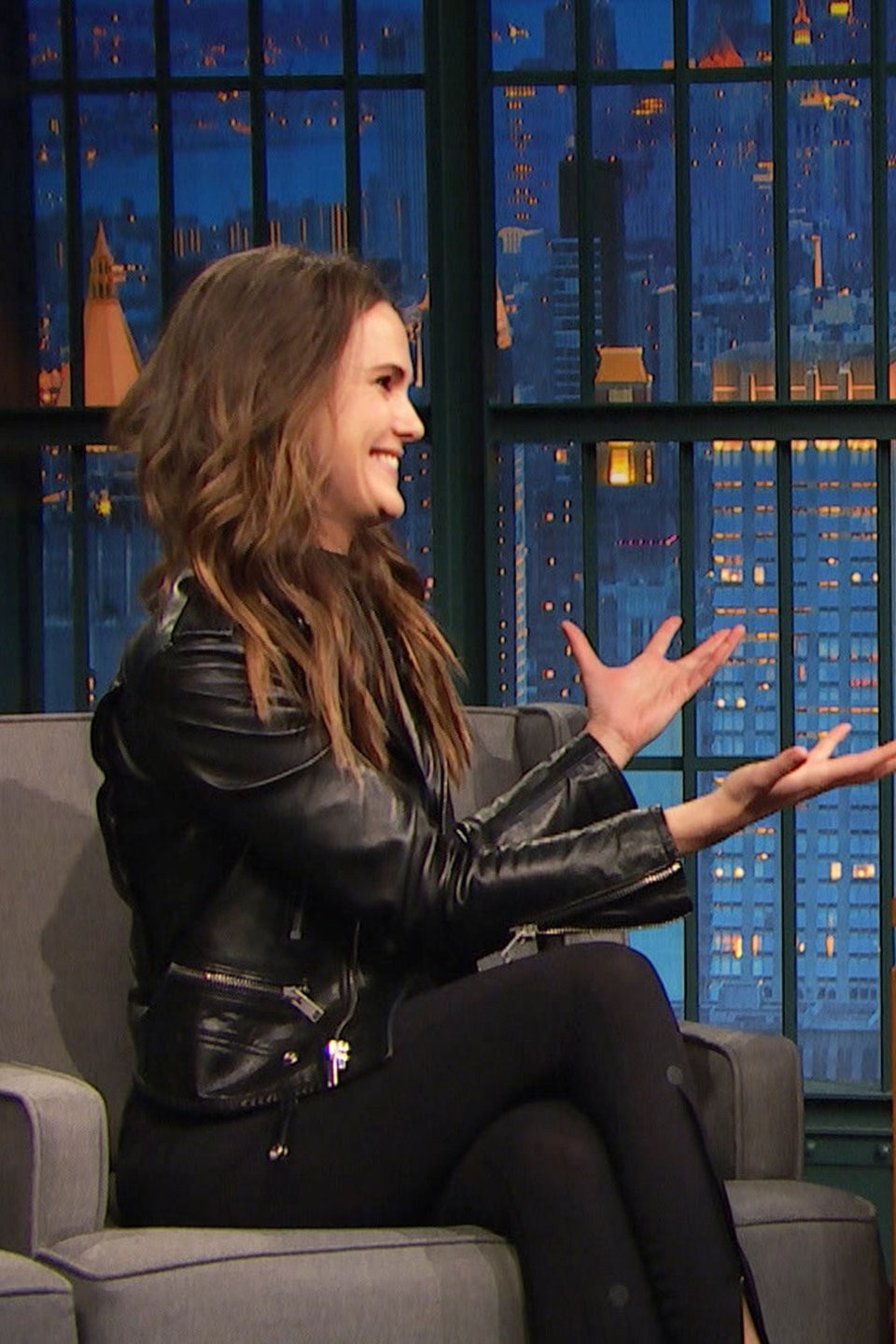 Keri Russell appearance on Late Night with Seth Meyers - Leather