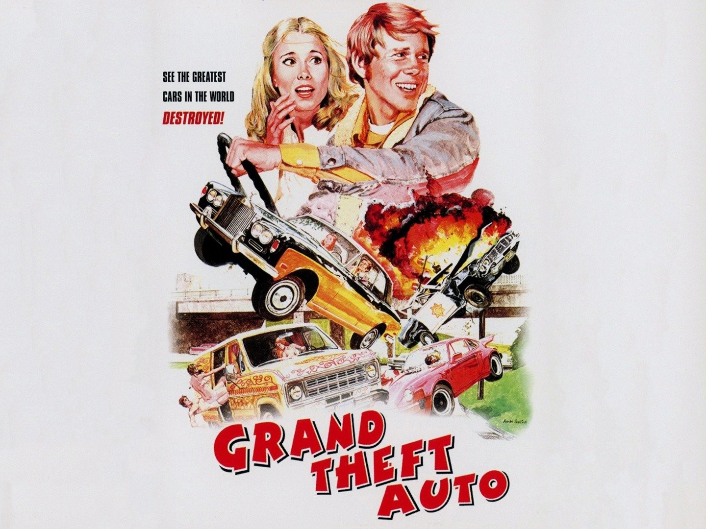 TIL that the original/European cover for GTA 3 is based off a poster for  the 1977 film Grand Theft Auto. Both of them are named after the same  crime. : r/gaming