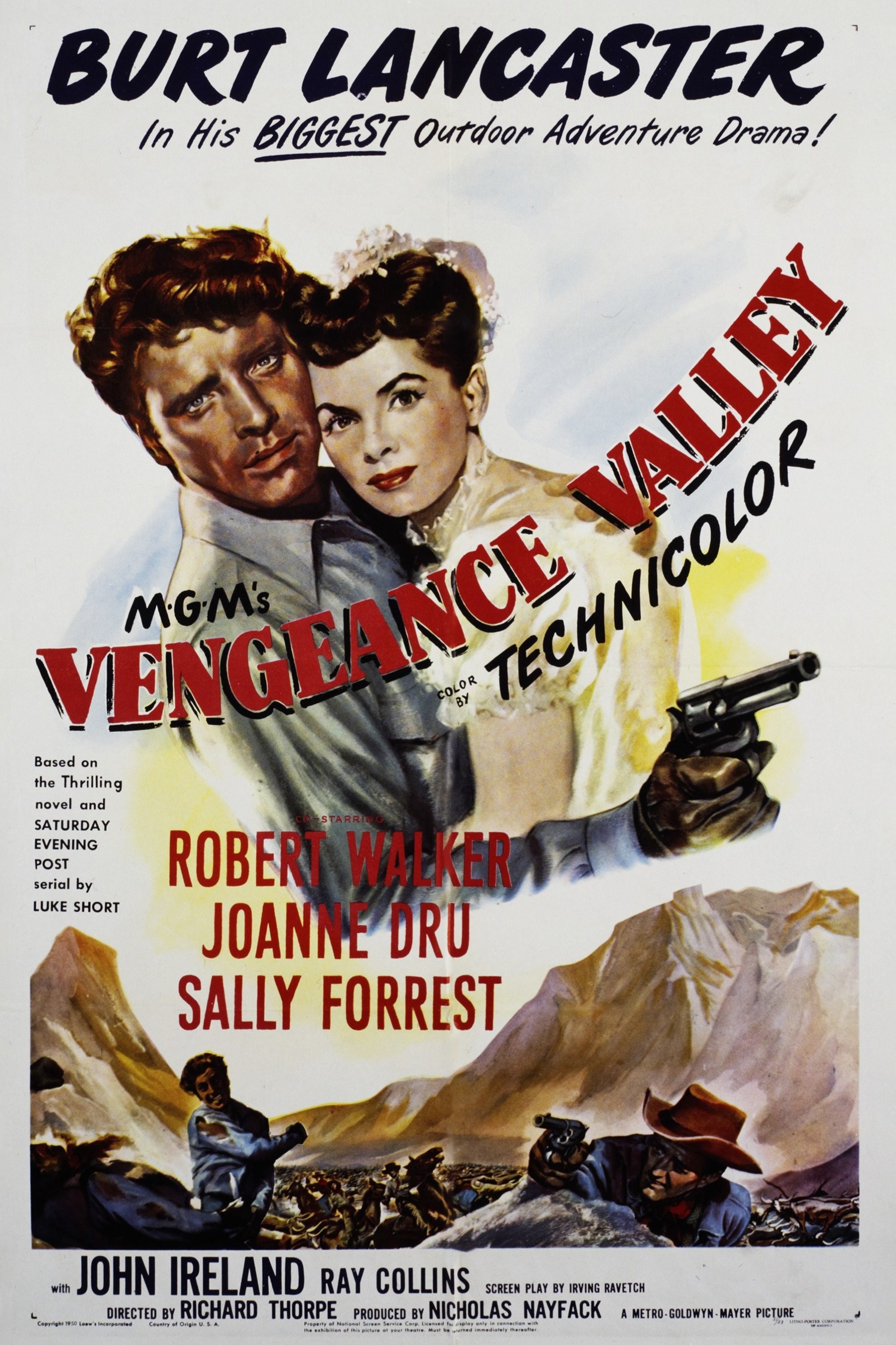 Vengeance Valley (1951) movie poster starring Burt Lancaster
