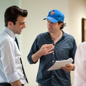 MARGIN CALL, from left: Zachary Quinto, director J.C. Chandor, on set, 2011. ph: Jojo Whilden/©Roadside Attractions