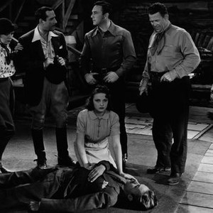 BORDER G-MAN, upright from left: Rita La Roy, John Miljan, Laraine Day,  (sitting on floor), George  O'Brien, Edgar Dearing, 1938