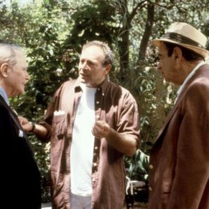 ODD COUPLE II, Jack Lemmon, director Howard Deutch, Walter Matthau, on set, 1998. (c)Paramount