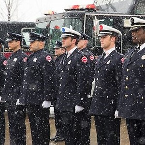 Chicago Fire, from left: Randy Flagler, William Smillie, Charlie Barnett, Joe Minoso, Jesse Spencer, Eamonn Walker, 'A Coffin That Small', Season 1, Ep. #19, 03/27/2013, ©NBC