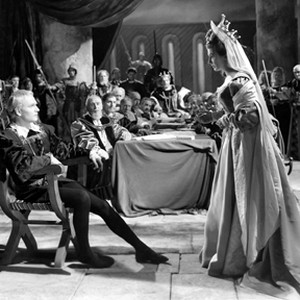 Laurence Olivier as Hamlet and Eileen Herlie as Gertrude, the Queen.