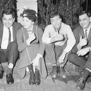 (L-R) Richard M. Sherman, Julie Andrews, Dick Van Dyke and Robert B. Sherman on the set of "Mary Poppins" in "The Boys: The Sherman Brothers' Story."