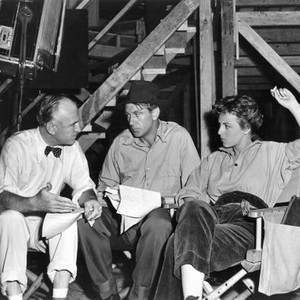 FOR WHOM THE BELL TOLLS, director Sam Wood, Gary Cooper, Vera Zorina preparing to shoot a test scene, 1943