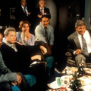 PRIMARY COLORS, seated: Adrian Lester, John Travolta, Emma Thompson, Paul Guilfoyle, Ben Jones, Caroline Aaron, 1998. ©Universal