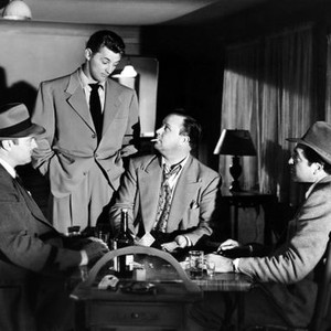 HIS KIND OF WOMAN, Charles McGraw, Robert Mitchum, Tol Avery, Peter Brocco, 1951.