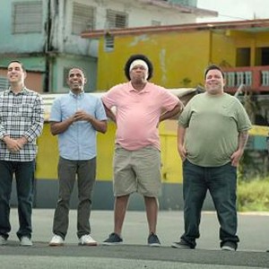 LOS DOMIRRIQUENOS 2, (LEFT TO RIGHT, STARTING SECOND FROM LEFT): ALEJANDRO GIL, FAUSTO MATA, AQUILES CORREA, JORGE PABON, TONY PASCUAL, 2019. © SPANGLISH MOVIES