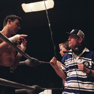 RUSSELL CROWE (as Jim Braddock) and along the way) and Director RON HOWARD (right) on the set of "Cinderella Man"
