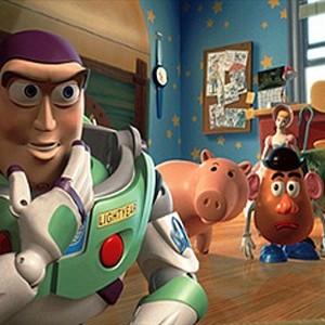 (L-R) Buzz Lightyear, Hamm, Bo Peep, Mr. Potato Head, Rex and Slinky Dog in Disney's "Toy Story 2."