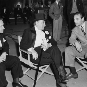 WORLD PREMIERE, Cliff Nazarro, John Barrymore, director Ted Tetzlaff on set, 1941