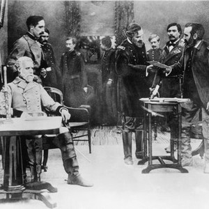 THE BIRTH OF A NATION, Howard Gaye, (as Gen.Robert E.Lee), Donald Crisp (as Gen.Ulysses S.Grant), ending the Civil War, 1915.