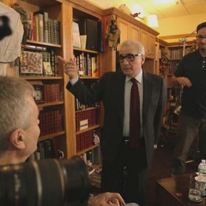 LIFE ITSELF, director Steve James (left), Martin Scorsese (center), on set, 2014. ©Magnolia Pictures