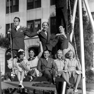 COLLEGE SWING, (standing) Bob Hope, Ben Blue, John Payne. Gracie Allen, Martha Raye, George Burns, Betty Grable, Florence George, 1938