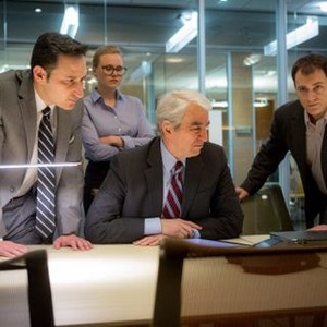 MISS SLOANE, from left: Raoul Bhaneja, Alison Pill, Sam Waterston, Michael Stuhlbarg, 2016, ph: Kerry Hayes/© EuropaCorp USA