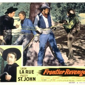 FRONTIER REVENGE, Lash La Rue (l.), Al 'Fuzzy' St. John (r.), 1948