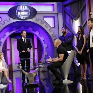 Jimmy Kimmel Live, Jimmy Kimmel (L), Dave Bautista (C), Zoe Saldana (R), 01/26/2003, ©ABC