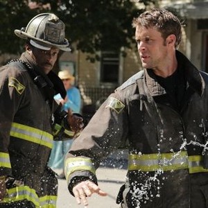 <em>Chicago Fire</em>: Season Three<br>Pictured: Eamonn Walker as Wallace Boden, Jesse Spencer as Matthew Casey.