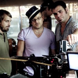 P2, writer Alexandre Aja (left), director Franck Khalfoun (center), on set, 2007. ©Tartan Films