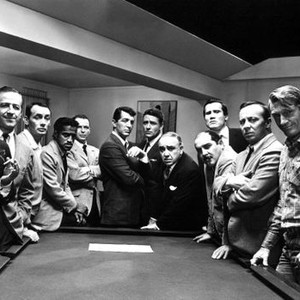 OCEAN'S ELEVEN, Conte, Bishop, Davis, Sinatra, Martin, Lawford, Tamiroff,  Silva, Fell, 1960, pool table