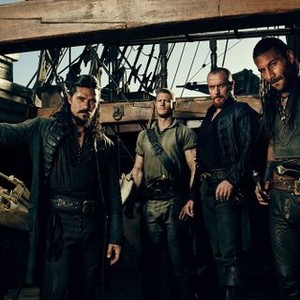 Black Sails, from left: Luke Arnold, Tom Hopper, Toby Stephens, Zach McGowan, 'Season 3', 01/23/2016, ©STARZPR