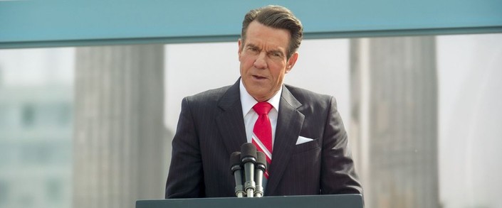 Ronald Reagan (Dennis Quaid) gives a speech, in "Reagan." (MJM Entertainment/ShowBiz Direct)