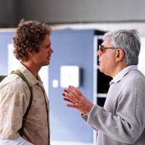 TIMELINE, Paul Walker, director Richard Donner on the set, 2003, (c) Paramount