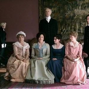 BECOMING JANE, seated: Julie Walters, Lucy Cohu, Anne Hathaway, Anna Maxwell Martin, standing: James Cromwell (center), 2007. ©Miramax