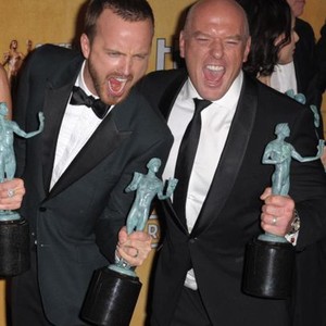Aaron Paul, Dean Norris in the press room for The 20th Annual Screen Actors Guild Awards (SAGs) - Press Room, The Shrine Auditorium, Los Angeles, CA January 18, 2014. Photo By: Elizabeth Goodenough/Everett Collection