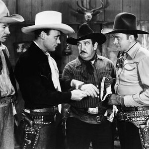 ENEMY OF THE LAW, from left: Guy Wilkerson, Dave O'Brien, Charles King, Tex Ritter, 1945