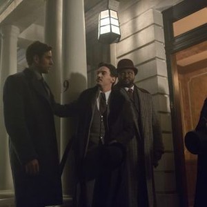 Dracula, from left: Oliver Jackson-Cohen, Jonathan Rhys Meyers, Nonso Anozie, Simon Dutton, 'A Whiff Of Sulfer', Season 1, Ep. #2, 11/01/2013, ©NBC