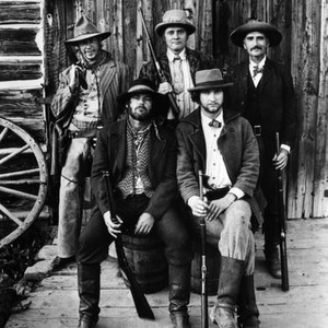 THE MISSOURI BREAKS, Jack Nicholson, Randy Quaid (front), Frederic Forrest, John Ryan, Harry Dean Stanton (back), 1976