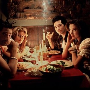 SUMMER OF SAM, Adrien Brody, Jennifer Esposito, John Leguizamo, Mira Sorvino, 1999, in the Italian restaurant