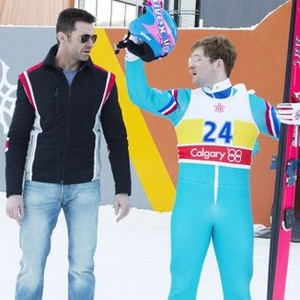 EDDIE THE EAGLE, from left: Hugh Jackman, Taron Egerton, 2016. ph: Larry Horricks/TM and ©Twentieth Century Fox Film Corporation. All rights reserved.