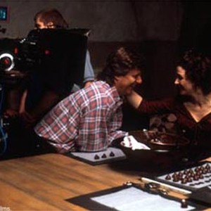Director Lasse Hallström with Juliette Binoche on the set.