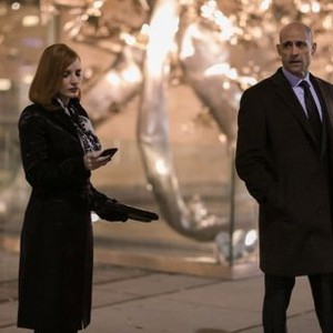 MISS SLOANE, from left, Jessica Chastain, Mark Strong, 2016, ph: Kerry Hayes © EuropaCorp USA