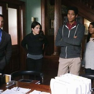 How To Get Away With Murder, from left: Matt McGorry, Karla Souza, Alfie Enoch, Aja Naomi King, 'Best Christmas Ever', Season 1, Ep. #11, 02/05/2015, ©ABC