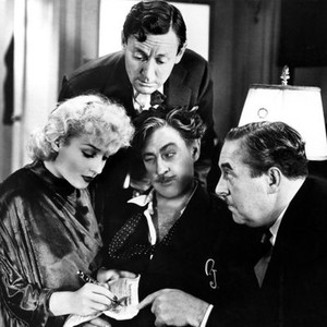 TWENTIETH CENTURY, Carole Lombard, Roscoe Karns (standing) John Barrymore,Walter Connolly, 1934.