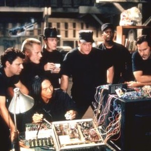 MCHALE'S NAVY, Danton Stone, Brian Haley, Henry Cho (seated), French Stewart, Tom Arnold, David Alan Grier, Bruce Campbell, 1997, (c)Universal