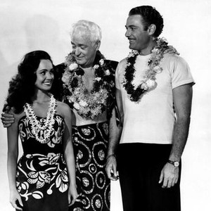 ON THE ISLE OF SAMOA, from left, Susan Cabot, Raymond Greenleaf, Jon Hall, 1950