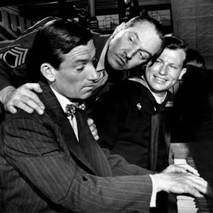 THE BEST YEARS OF OUR LIVES, from left, Hoagy Carmichael, Fredric March, Harold Russell, 1946